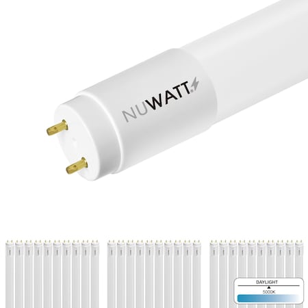 Nuwatt 4 FT LED T8 Tube Light T10 T12 Hybrid Type A+B 5000K Daylight 18W High Brightness 2200LM 30PK NW-T8F-4-18W-50K-30P